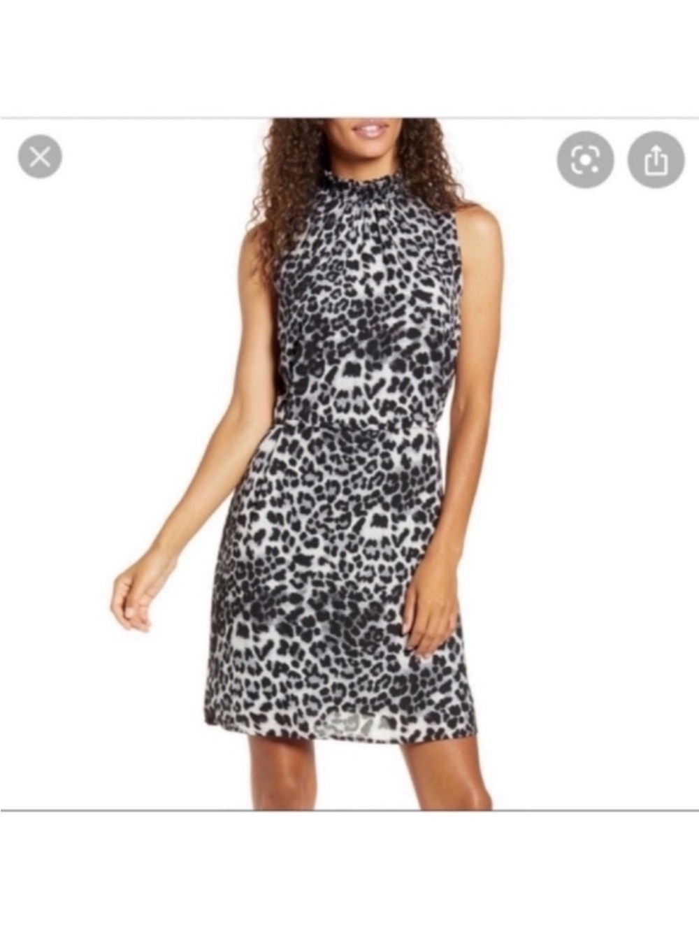 Leopard animal Print mock neck sleeveless dress Sz S Petite Small black White